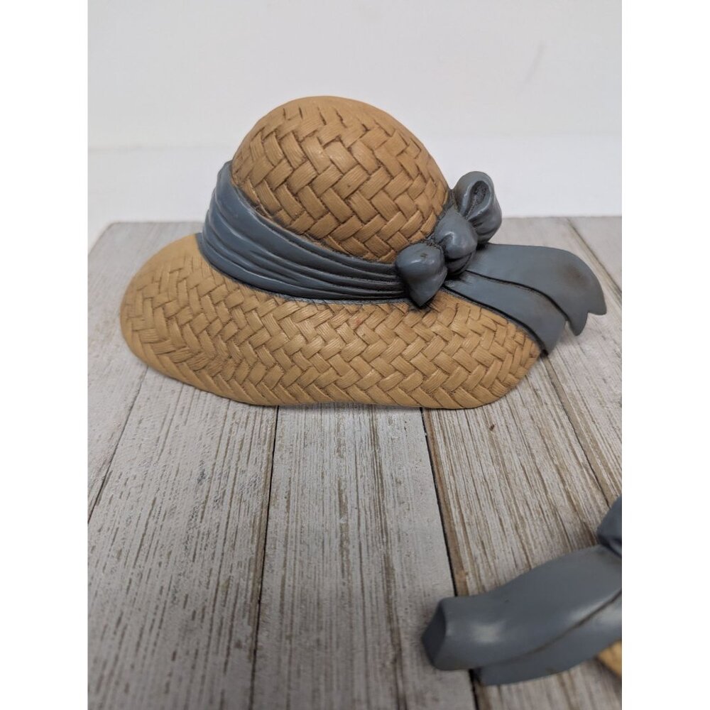 Set of 3 Ladies Hat With Blue Bows Vintage Wall Decor Burwood #2803 6"-7" MCM - Picture 3 of 11